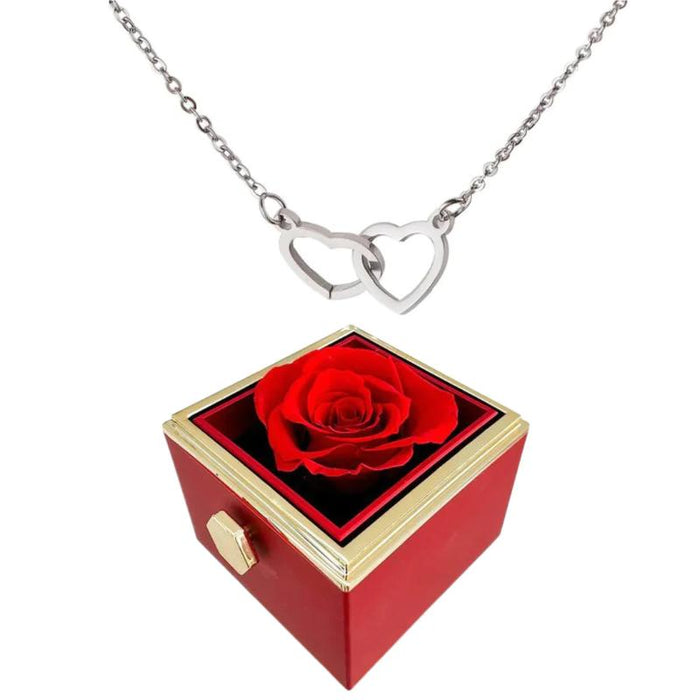 Eternal Rose Box With Engraved Design Necklace