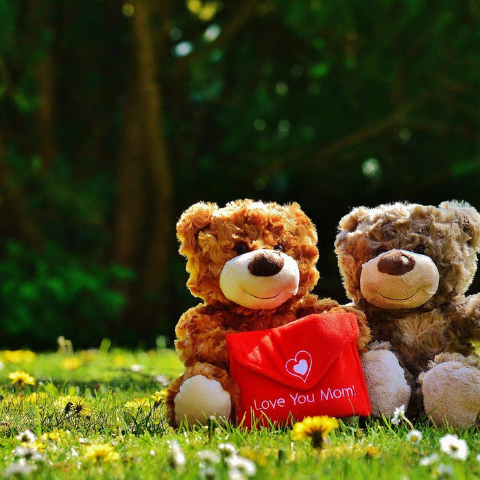 Comfort of teddy bear with mother