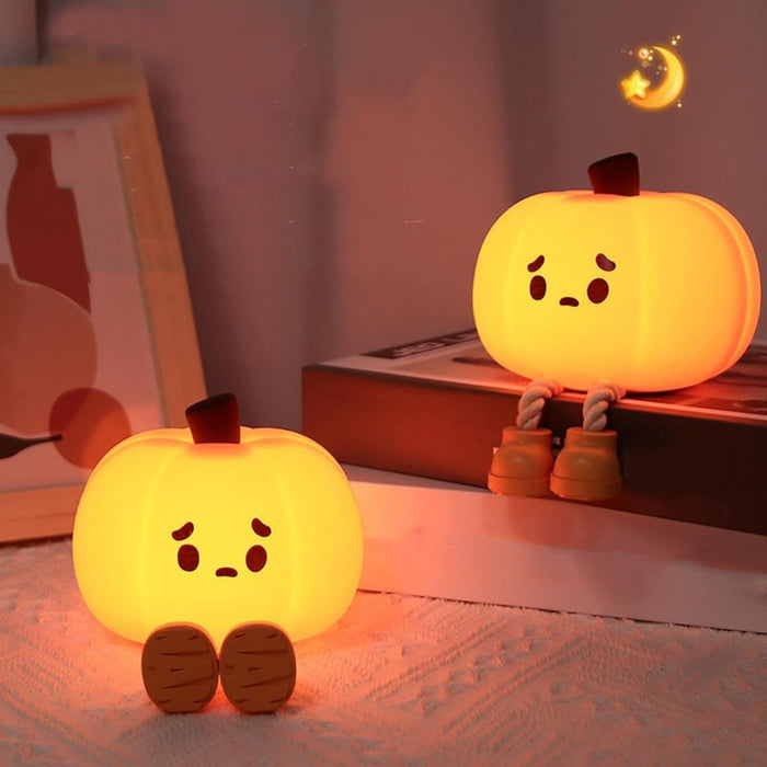 Rechargeable Pumpkin Night Lamp with Adjustable Brightness