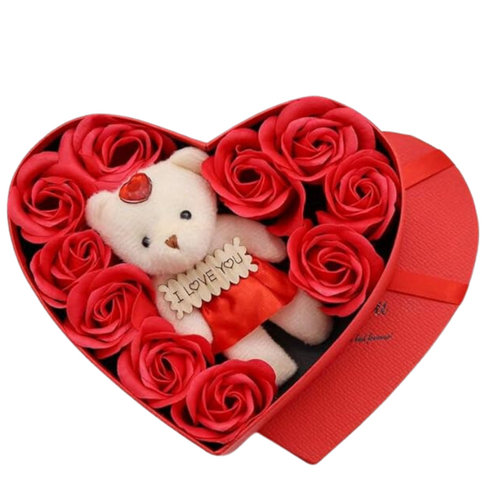 Plush Teddy Bear With Handmade Soap Roses