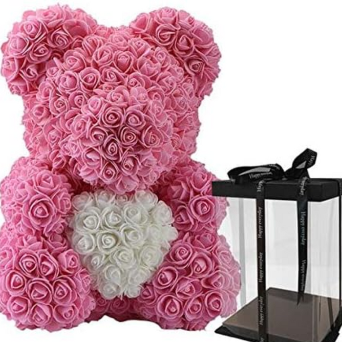 Rose Bear Gift - 16 Inches Handmade Box And LED Lights