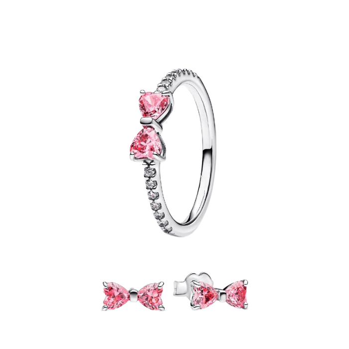 Twist Bow Ring Set With Cubic Zirconia Accents