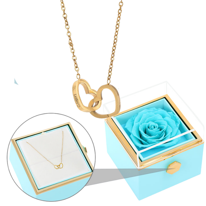 Personalized Name Pendant And Rose Gift Set