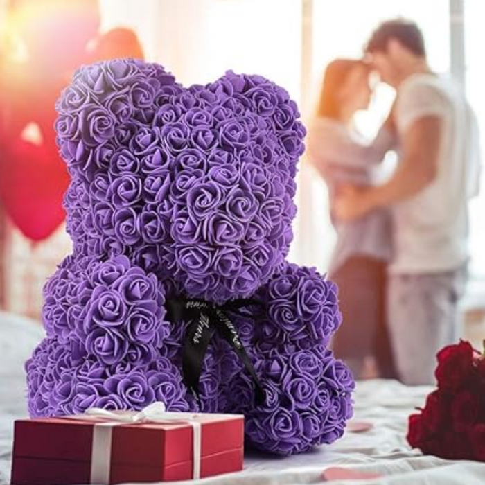 Decorative Teddy Bear - With Artificial Flower Gift Set