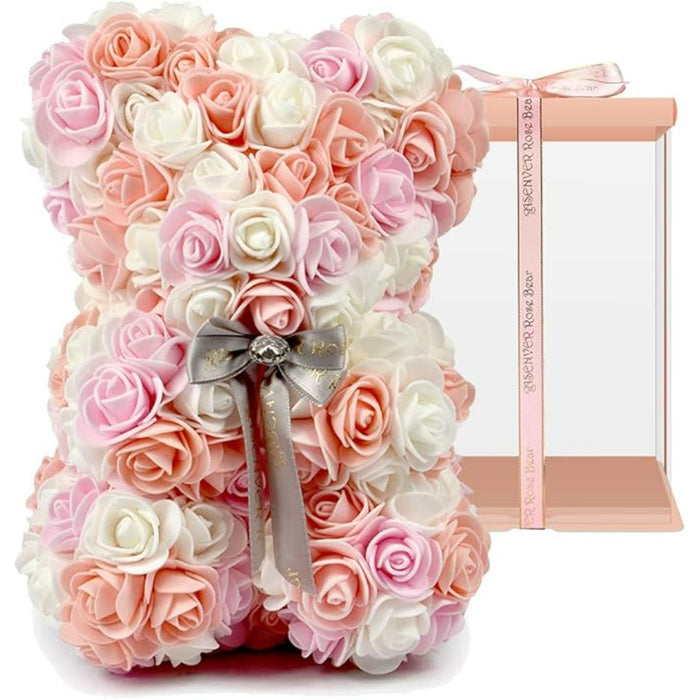 Artificial Floral Arrangement - Multi Rose Bear Display With Gift Box