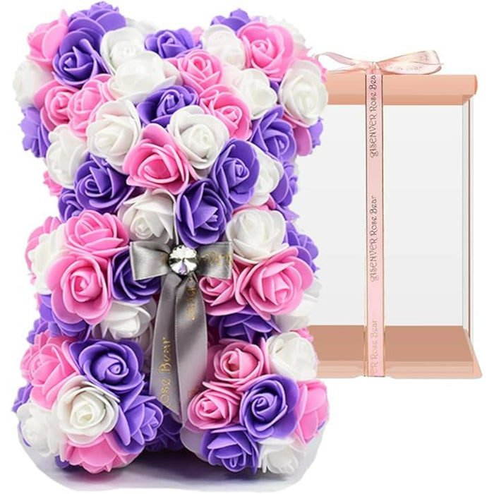 Artificial Floral Arrangement - Multi Rose Bear Display With Gift Box