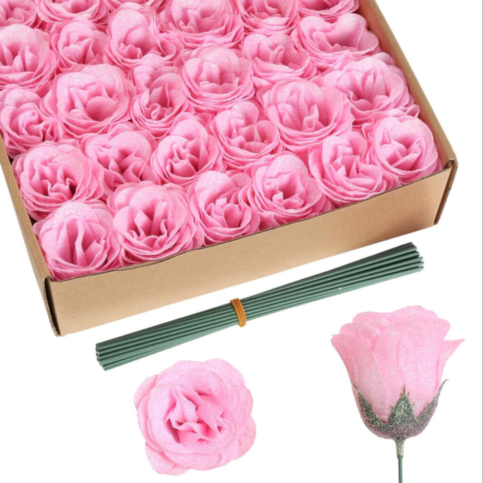 Artificial Glitter Rose Bouquet For Home Decoration