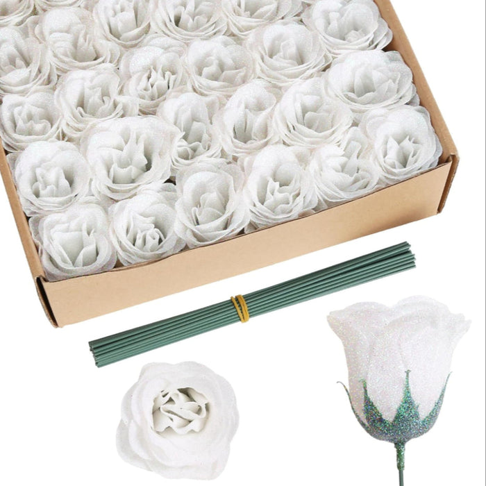 Artificial Glitter Rose Bouquet For Home Decoration