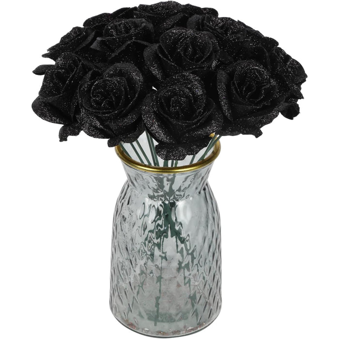 30 Pc Glitter Artificial Rose Bouquet Flowers