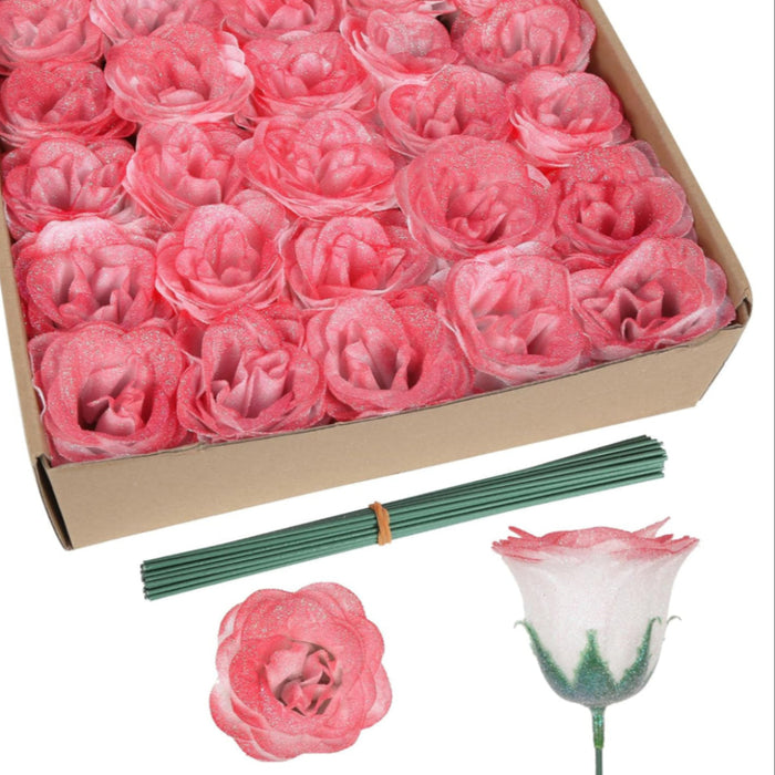 Artificial Glitter Rose Bouquet For Home Decoration