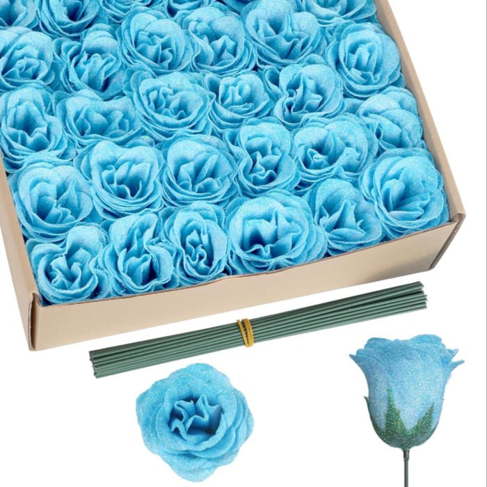 Artificial Glitter Rose Bouquet For Home Decoration