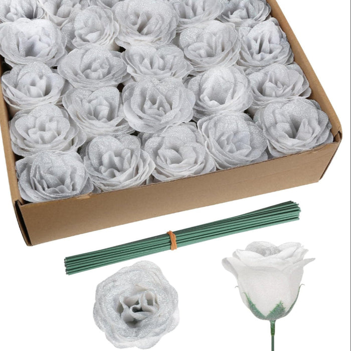 Artificial Glitter Rose Bouquet For Home Decoration