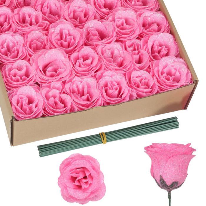 Artificial Glitter Rose Bouquet For Home Decoration