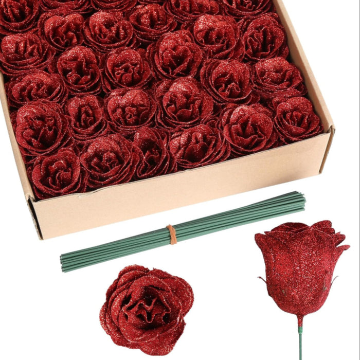 Artificial Glitter Rose Bouquet For Home Decoration