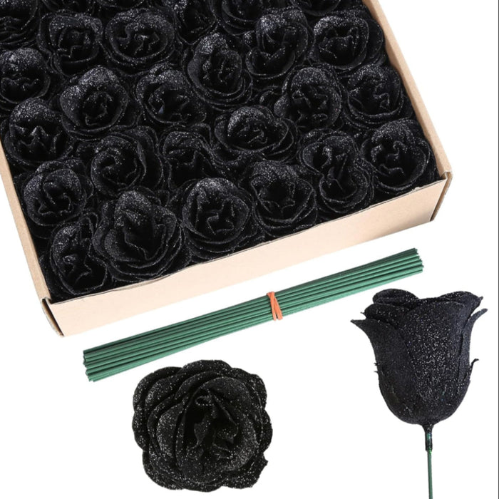 Artificial Glitter Rose Bouquet For Home Decoration