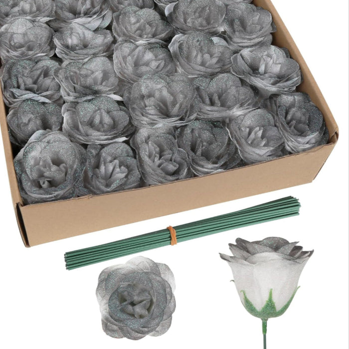 Artificial Glitter Rose Bouquet For Home Decoration