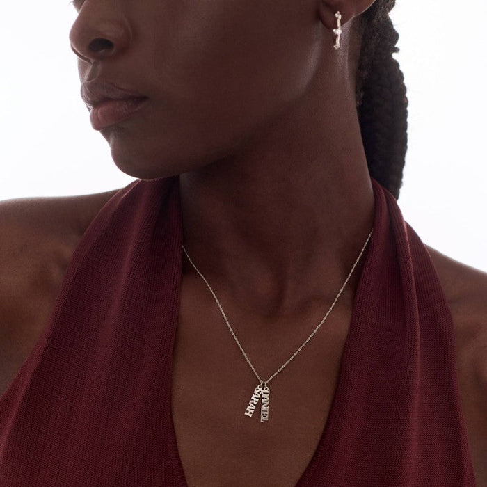 Minimalist Mothers Day Necklace With Custom Engraved Tags
