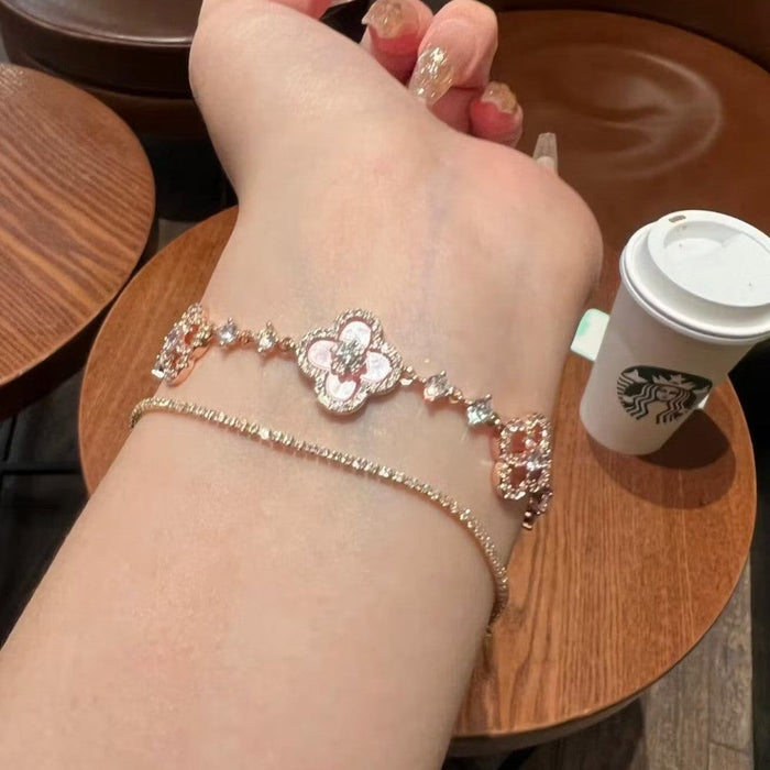 Adjustable Floral Diamond Bracelet For Mothers Day