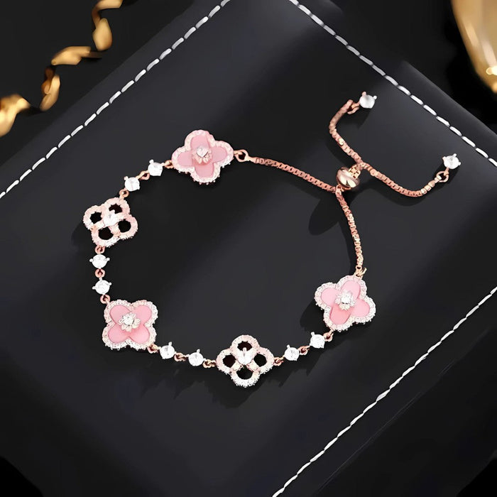 Adjustable Floral Diamond Bracelet For Mothers Day
