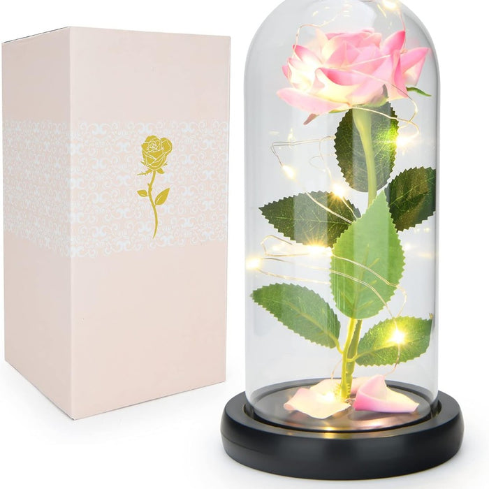 Enchanted Flower With Petals In Glass Dome