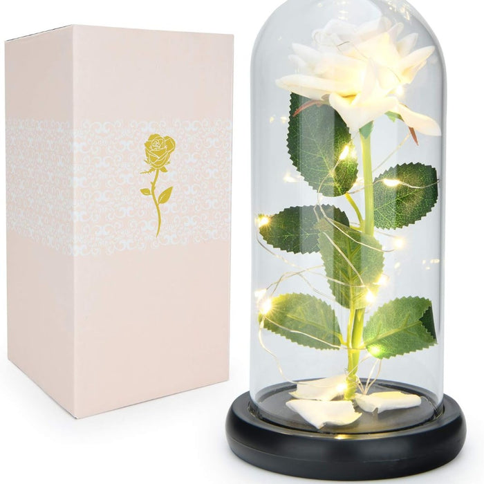 Enchanted Flower With Petals In Glass Dome