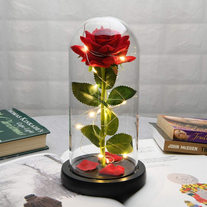 Enchanted Flower With Petals In Glass Dome