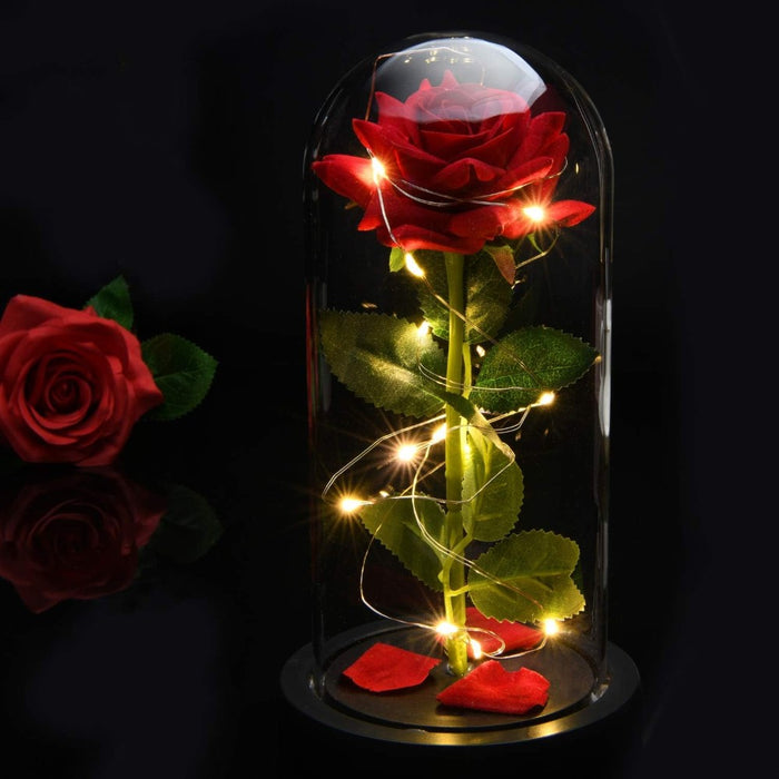 Enchanted Flower With Petals In Glass Dome