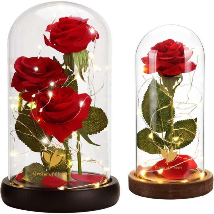 LED Silk Rose Glass Dome