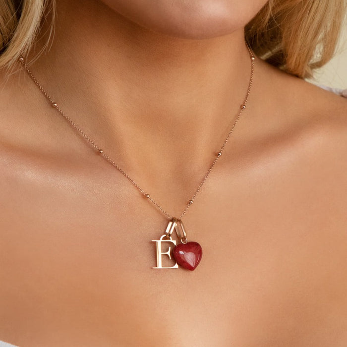 Personalized Initial Letter Birthstone Necklace Gift
