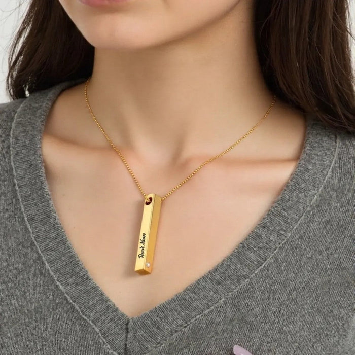 Custom Gold Bar Necklace For Mothers Day