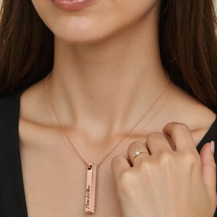 Custom Gold Bar Necklace For Mothers Day