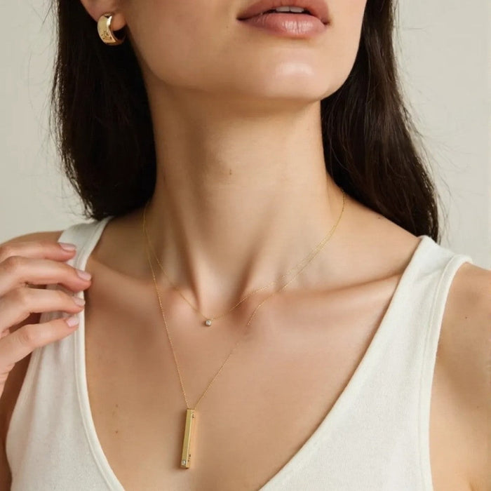 Custom Gold Bar Necklace For Mothers Day