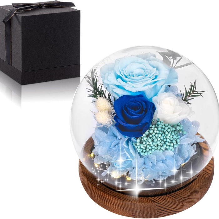 Preserved Rose In Glass Dome With LED Light