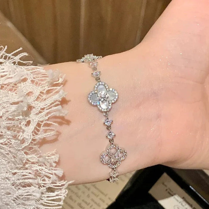 Adjustable Floral Diamond Bracelet For Mothers Day
